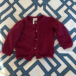 Janie and Jack Burgundy Sweater Cardigan 6-12 Mos